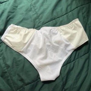 White Rave Festival Bottoms with PVC/Latex Style Side Piece Rave with Mi Gente